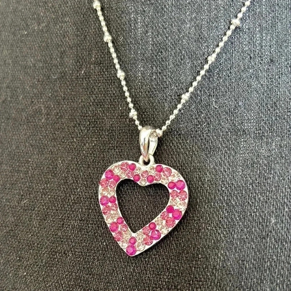 Cookie Lee Women’s Australian Light Pink Dark Pink Crystal Pendant on Silver NWT - Picture 1 of 12